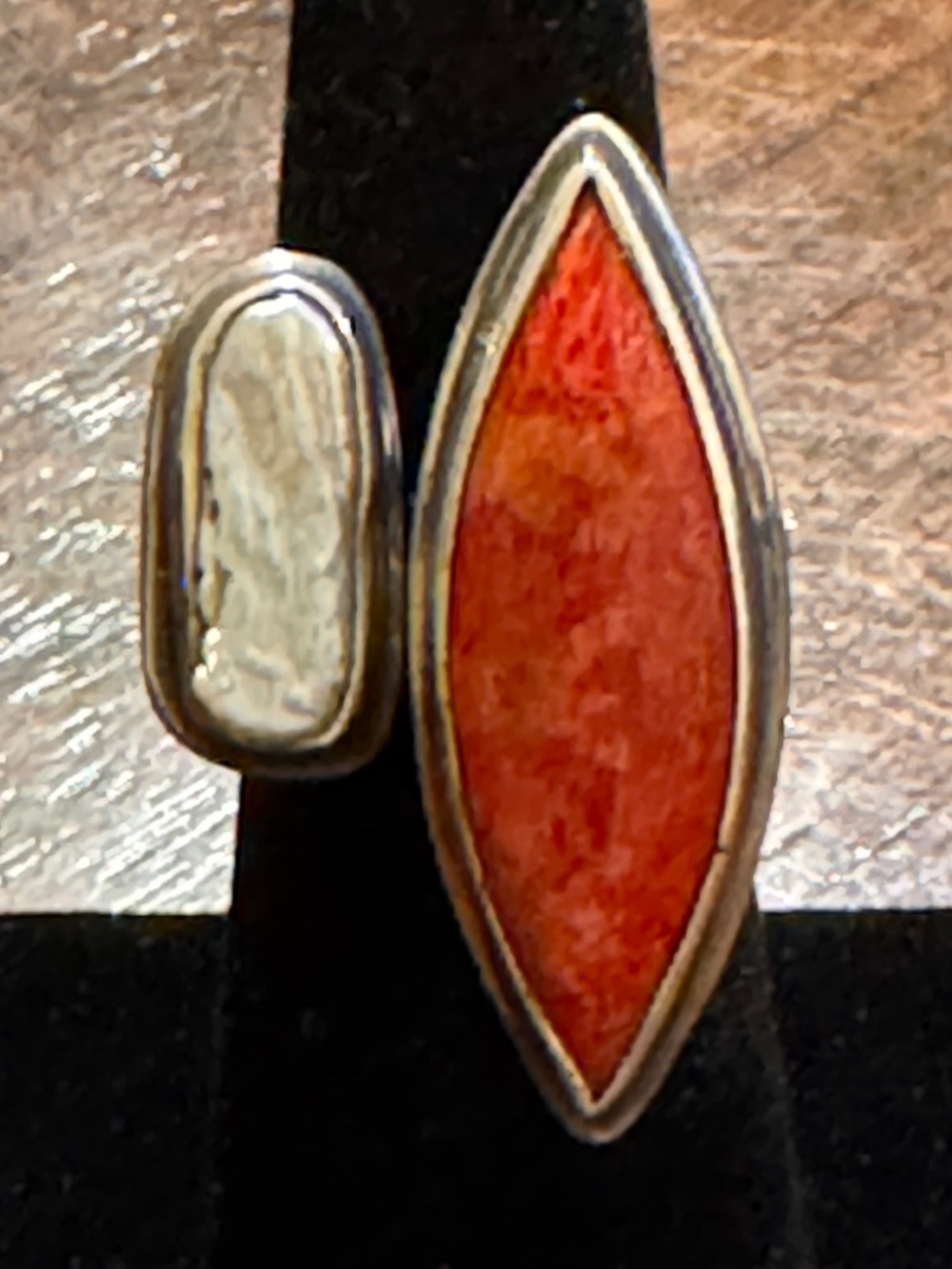 Spiny Oyster, Freshwater Pearl, Sterling Silver Ring - Sz 8
